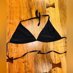 B Split Black Triangle Bikini Swim Top Adjustable Strings